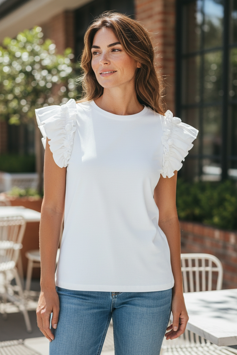 Blusa manga volante y flores