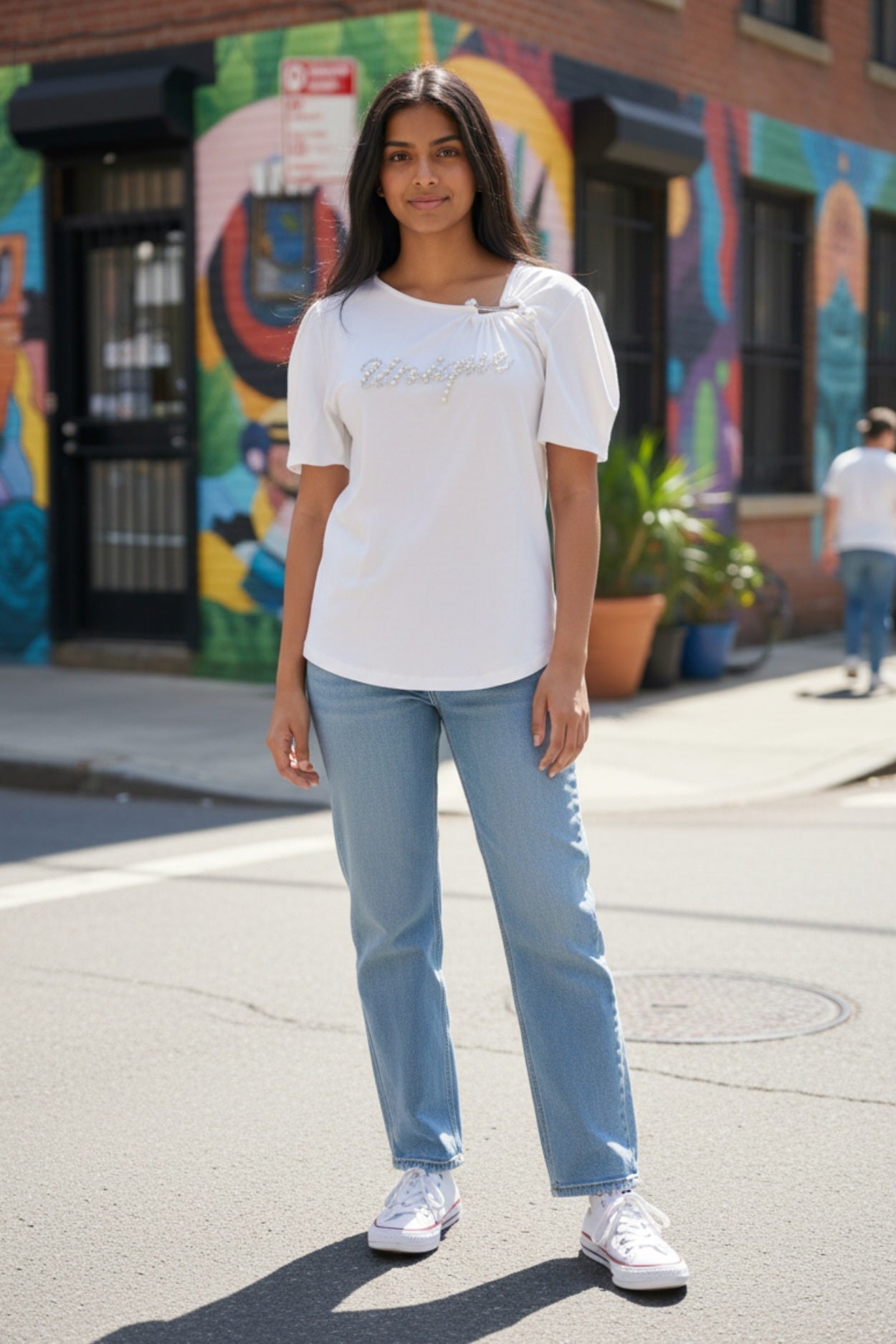 Blusa Bombacho y Perlas