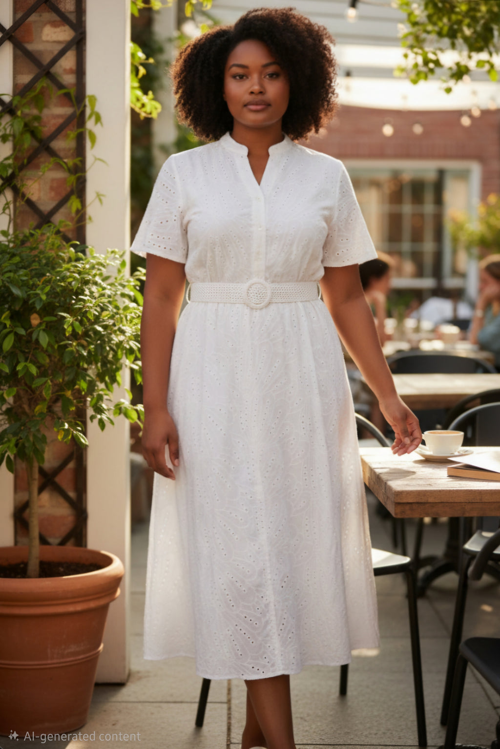 Traje largo, manga corta, cuello chino y botones con correa.